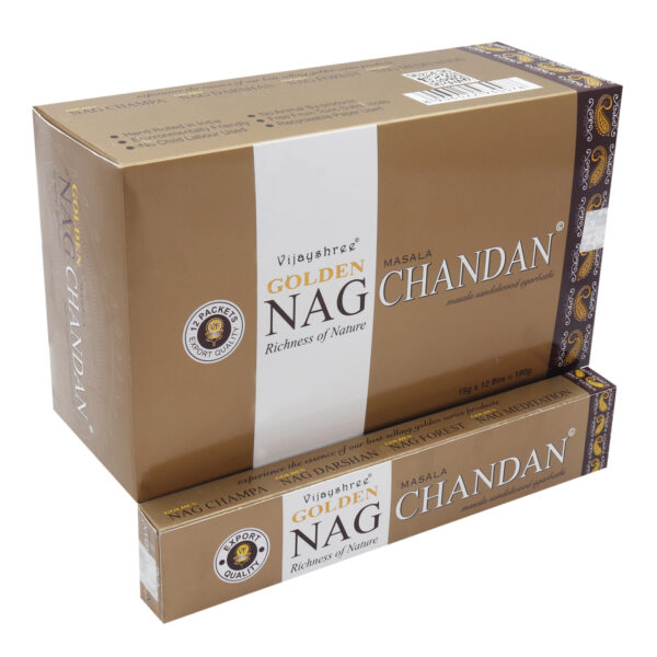 12 x 15g Golden Nag - Incenso Chandan