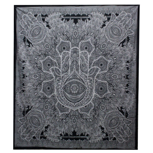 Colcha + Parede de Algodão Dolble B&N - Hamsa