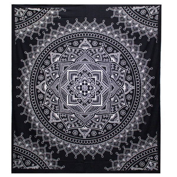 Colcha + Parede de Algodão Dolble B&N - Flor de Lótus