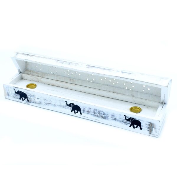 2 x Porta-incenso branco lavado - caixa de fumaça